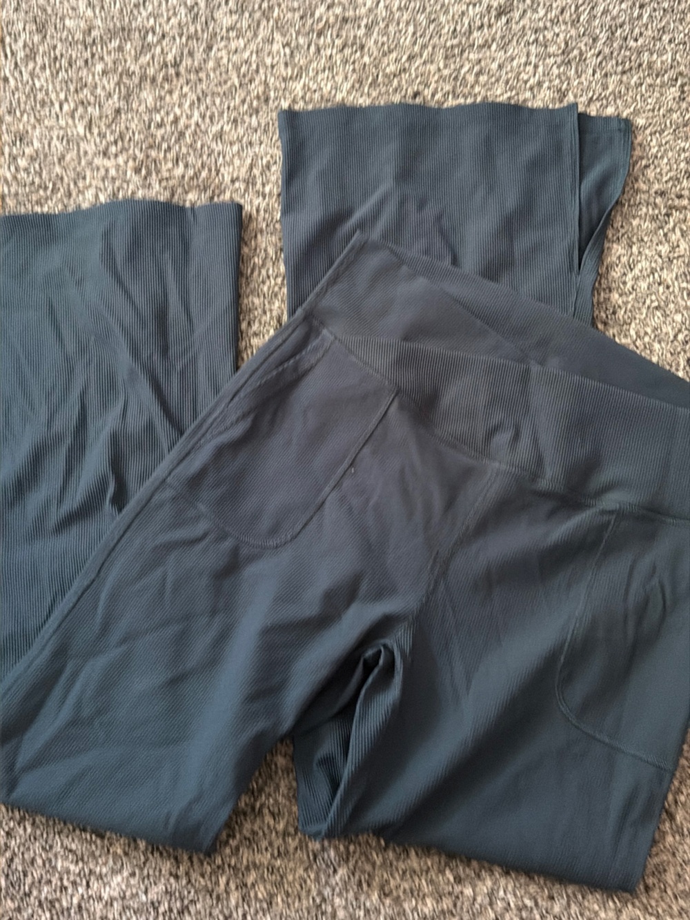 aerie long Ribbed Dark olive flare Pants